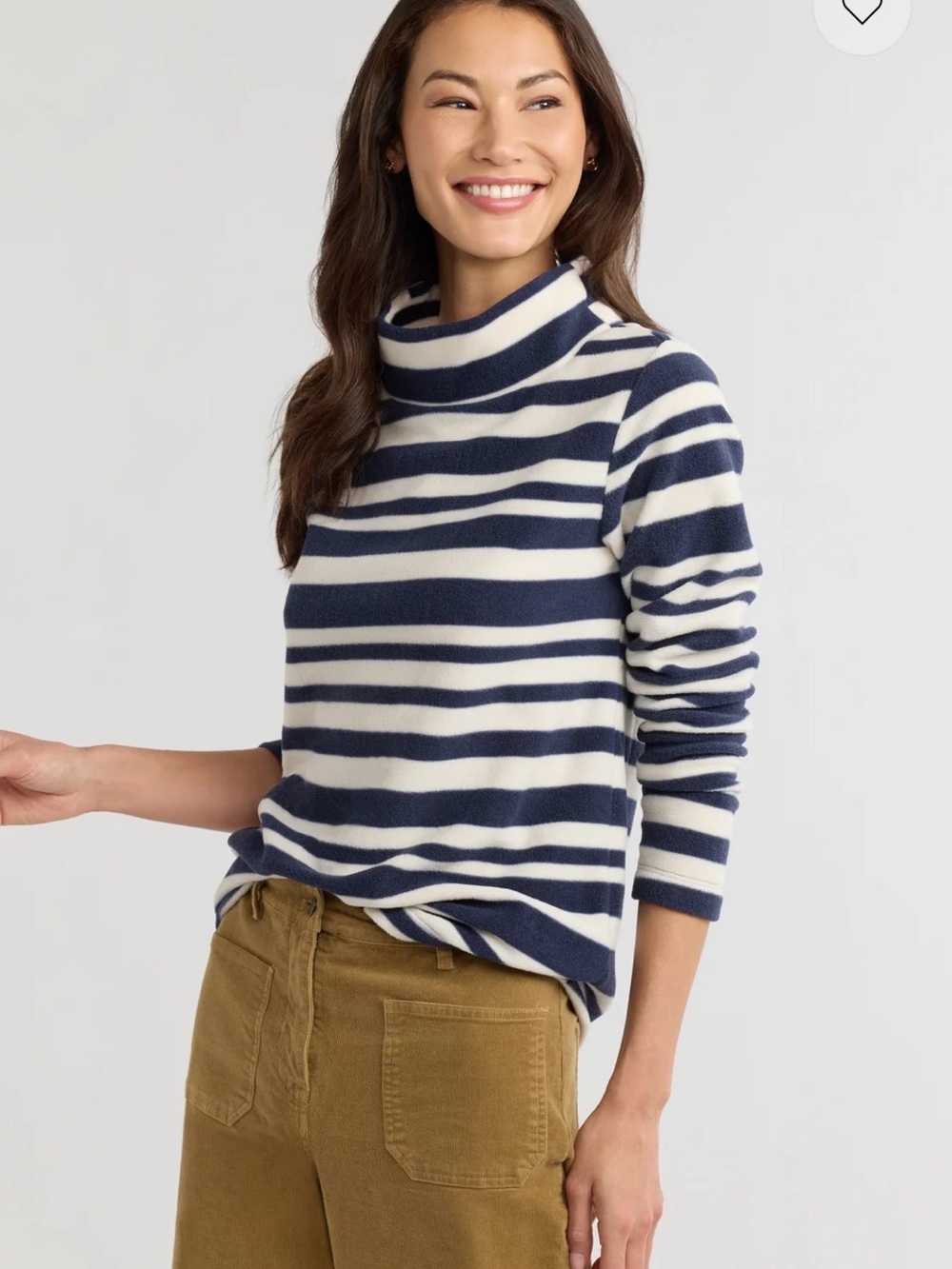 NWT Dudley Stephens Greenpoint Boatneck Vello Fleece Navy Cream Stripe M